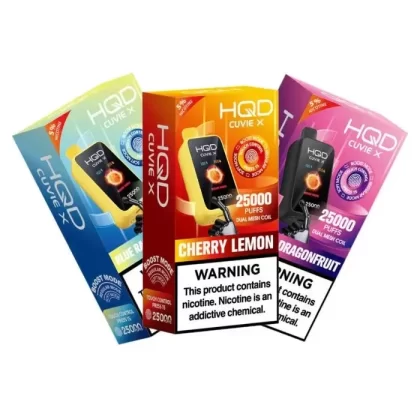 HQD Cuvie X 25000 Vape - Pack Count#Single Pack~Flavor#Black Ice>Blue Raspberry Grape>Blue Raspberry Lemon>Cherry Lemon>Dragon Candy>Grape>Kiwi Watermelon>Lush Ice>Miami Mint>Mix Berries>Ras