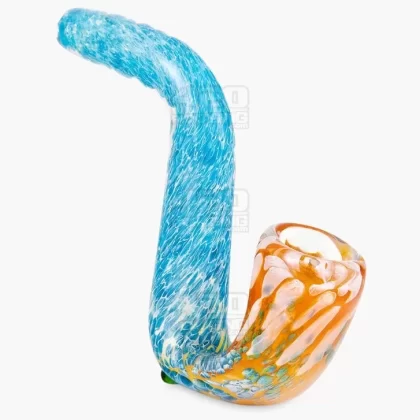 Frit & Fumed Sherlock Hand Pipe w/ Speckles | 5.5in Long – Glass – Assorted