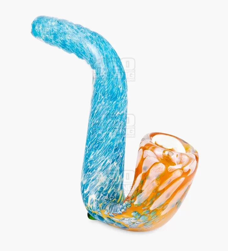 Frit & Fumed Sherlock Hand Pipe w/ Speckles | 5.5in Long – Glass – Assorted