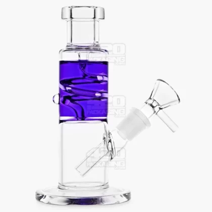 Glycerin Coil Mini Straight Tube Water Pipe | 6in Long – Glass – Purple