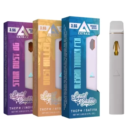 Extrax Liquid Badder Delta 8 + THC-P Vaporizer – 3500mg - Strain#3 Pack (Random) - 20% Off>Alaskan Thunder F*ck (S)>Dosi Killer (H)>Star Dust (I) (80CE91)