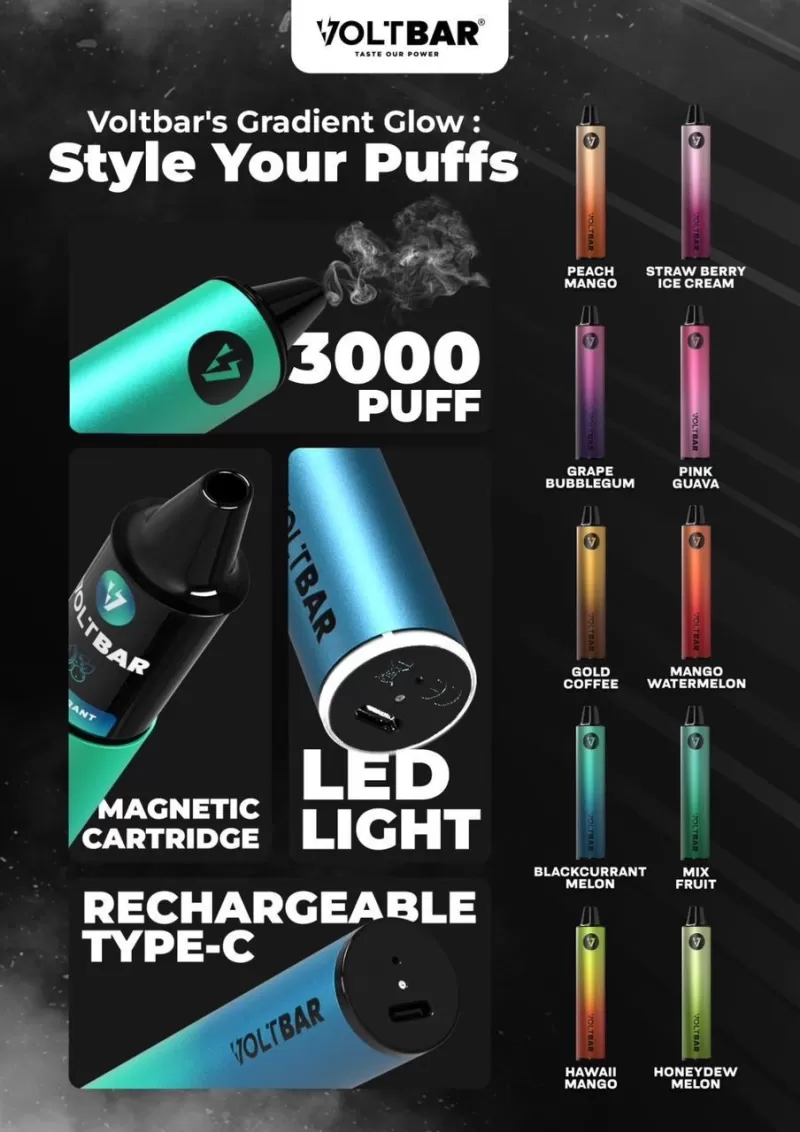Volt stick 3000 Puff Starter Kit Pack by VOLT BAR Akta 852 Registered - Vapeandgo Com My - Image 3