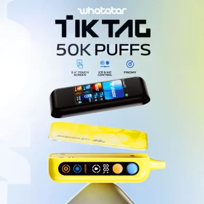 whatabar TIK TAG 50K Puff Disposable Device - 50000 Puffs - w/o Smart Screen (Cover Plate Only) / Peach Pink Lemonade