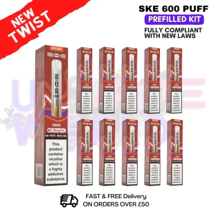 Tobacco – Crystal Bar Puffs 600 SKE Box Of 10