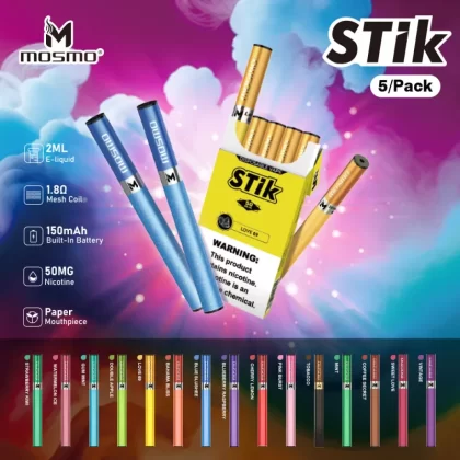 MOSMO STiK Disposable E-Cig Device – 5 Pack - Blueberry Raspberry
