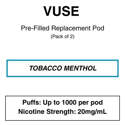Vuse eLiquids – Tobacco Menthol – Prefilled Replacement Pods – Pack of 2