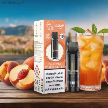 CUBAR Vybe Pod – Palermo Peach Ice Tea - Cubar Vybe / 20mg/ml / 2ml / ca. 600 / Propylenglykol / Nikotin / Glycerin / Aromen / Ja / Pfirsich / Eistee