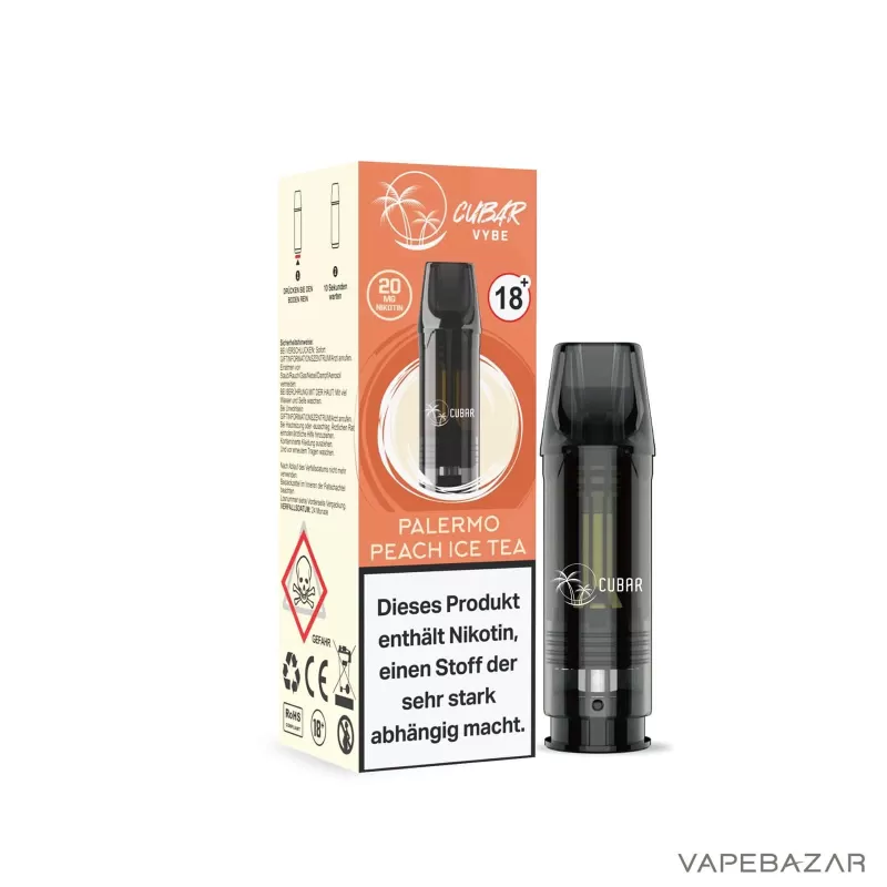 CUBAR Vybe Pod – Palermo Peach Ice Tea - Cubar Vybe / 20mg/ml / 2ml / ca. 600 / Propylenglykol / Nikotin / Glycerin / Aromen / Ja / Pfirsich / Eistee - Image 3