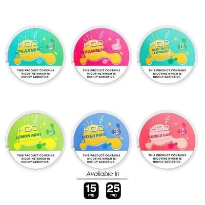 HQD Nicotine Pouches - Blue Razz Lemonade, Bubble Gum; Vape Product, Vape Product; 1can/pack, 5cans/pack