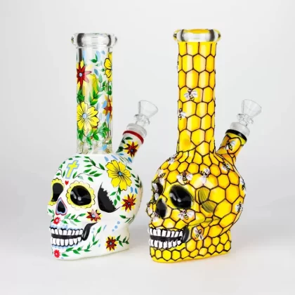 9″ Sugar Skull-Themed Glass Bong