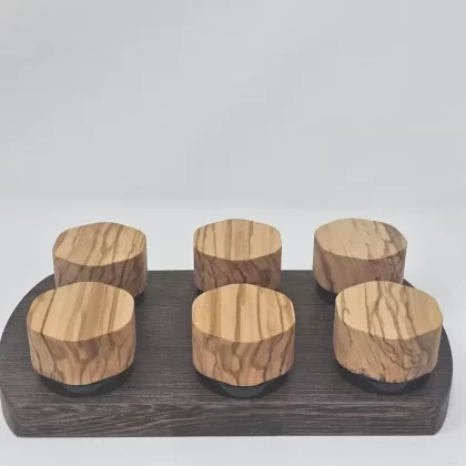 9ml Black Glass Container with Hexagon Olivewood Top by PhattPiggie