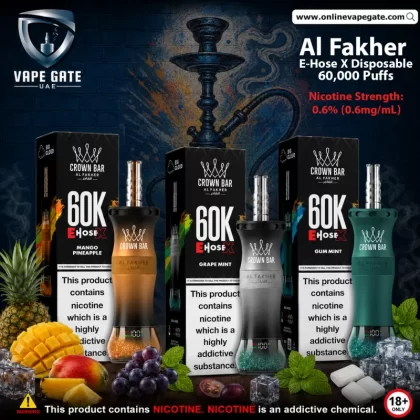 Al Fakher - E-Hose X Rechargeable Disposable Vape 60,000 Puffs - Peach Ice / 6 mg