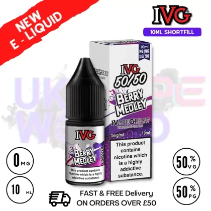 IVG 50/50 Berry Medley 10ml E Liquid – ONLY £1.99