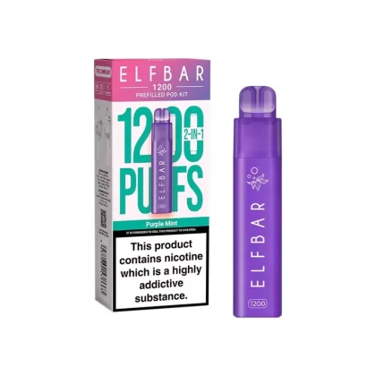 Elf Bar 1200 Purple Mint Prefilled Pod Vape - Nicotine Strength#20mg (82D615)