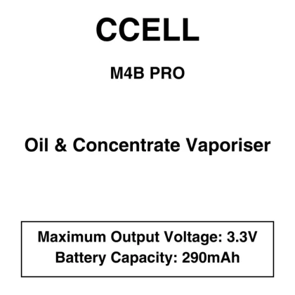 CCELL – M4B Pro Concentrate Vaporiser Pen – 510 Thread – Battery Only - Black, Black Housing