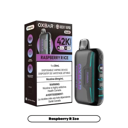 Oxbar Rocky Vapor G42k Framboise R Glace 42K Bouffées Nicotine Réglable Rechargeable Vape Jetable 20Mg