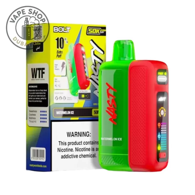Nasty Bolt 50000 Puffs 50MG Nicotine Disposable Vape - Apple Ice, Berry Grape; Vape Product, BOX OF 10 PCS (0C126A) - Image 2