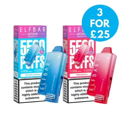 20mg Elf Bar AF5500 Prefilled Vape Kit - Vape Product; Blue Razz Lemonade, Blueberry Ice