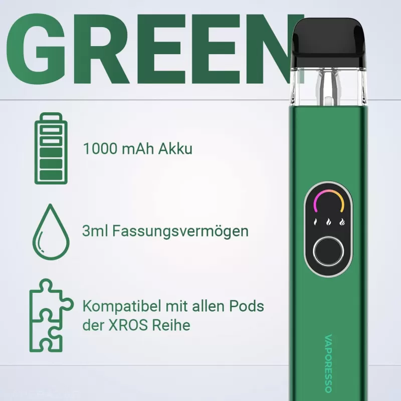 Vaporesso XROS 4 Pod Kit – Green - Image 2