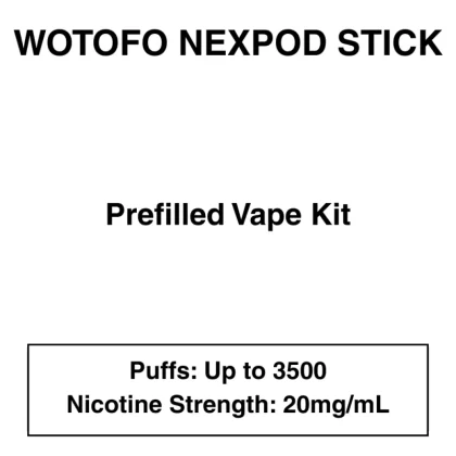 Wotofo-nexPOD Stick-Kit-3500 Puffs-20mg/ml Nicotine-Disposable Vape Pod with Reusable battery - Blue Razz Ice, Blueberry Raspberry (Blue Razz Ice); Apple, Berry