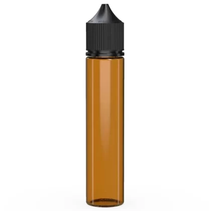 CHUBBY GORILLA | Child Resistant Unicorn V3 PET Dropper Bottles Amber | 75mL – w/ Black Lid – 500 Count
