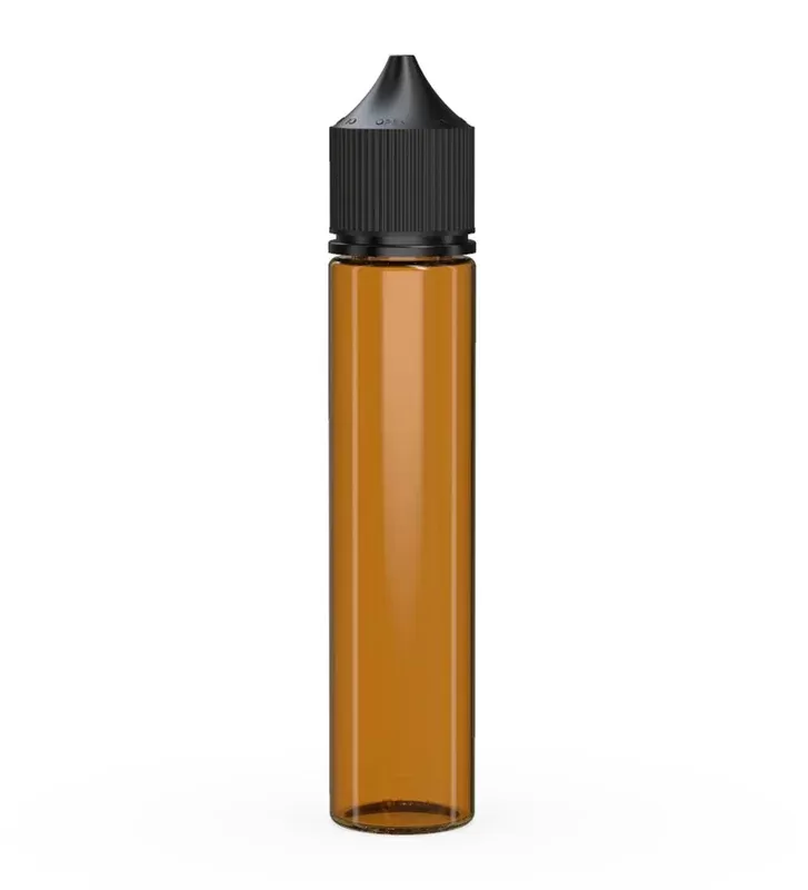 CHUBBY GORILLA | Child Resistant Unicorn V3 PET Dropper Bottles Amber | 75mL – w/ Black Lid – 500 Count