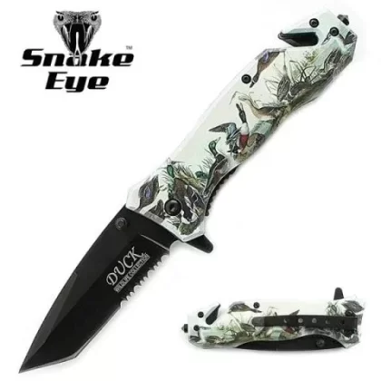 Snake Eye Tactical Rescue Style Spring Assist Knife- Duck Pond - Ejuicewarehouse