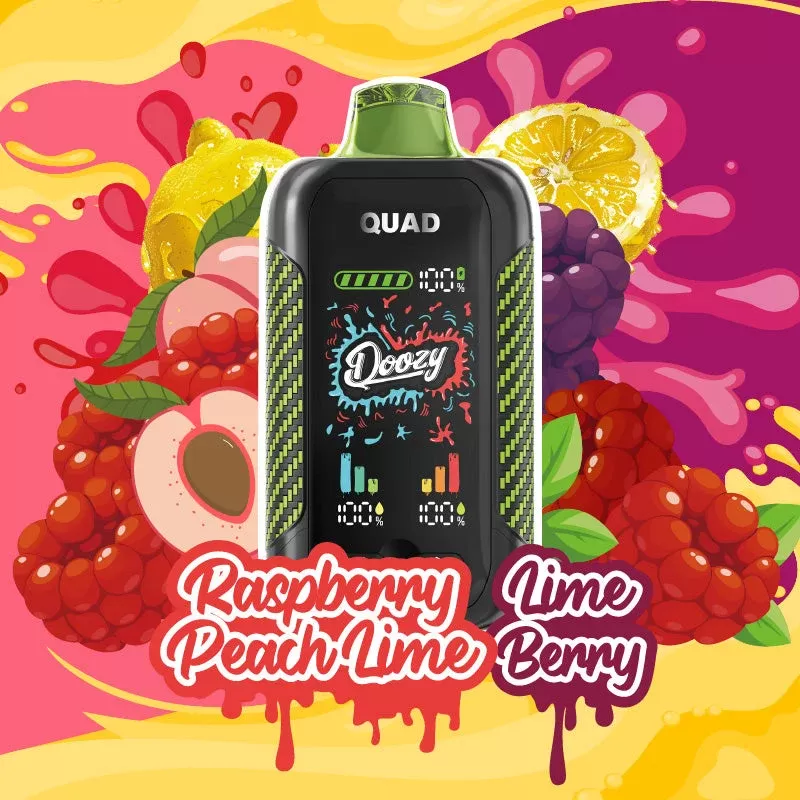 DOOZY QUAD Disposable Vape – Raspberry Peach Lime & Lime Berry