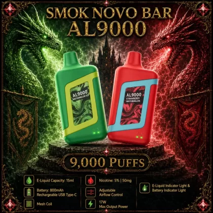Smok Novo Bar AL9000 - Blueberry Cereal Donut Milk (BLK Series) / Dragon Fruit Strawberry