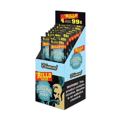 Zig Zag Diamond Rillo Size Blunt Wraps - Product#Diamond~Packaging#15 Packs of 4
