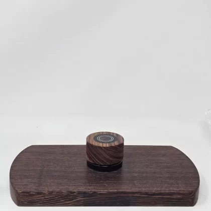 9ml Black Glass Container with Bocote / African Blackwood Inlay Top by PhattPiggie