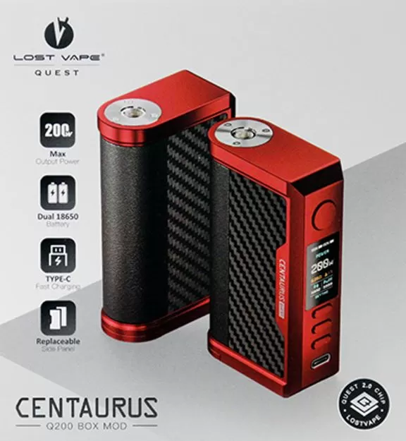 LOST VAPE CENTAURUS Q200 200W BOX MOD - Sierra Blue / Carbon Fiber - Image 2