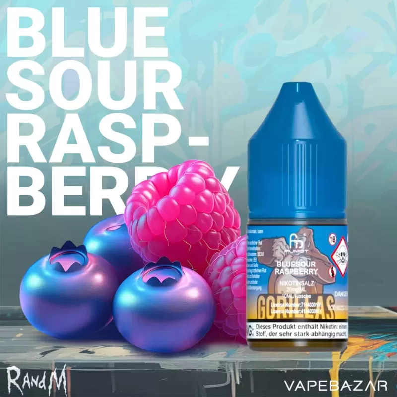 RandM Tornado Liquid – Blue Sour Raspberry - demineralisiertes Wasser, Propylenglykol; Himbeere, Blaubeere; 20mg/ml, 10mg/ml