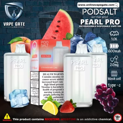 Pod Salt Pearl Pro Rechargeable Disposable Vape (10,000 Puffs) - Blueberry Lemonade / 20 mg