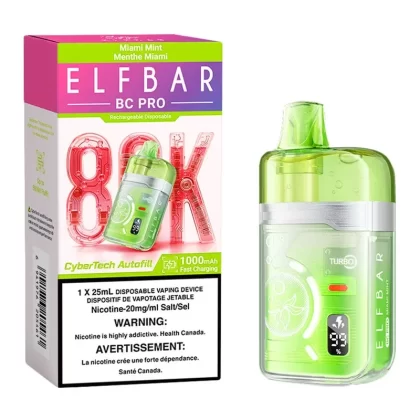 Elf Bar BC Pro 80K Disposable Vape Device – Miami Mint 25ml - Nicotine Strength#20mg/ml
