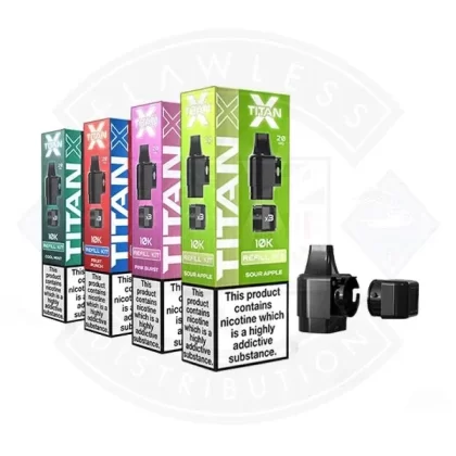 Titan X Replacement Pods - Flavours#Banana Ice>Blue Raspberry>Blueberry Sour Razz>Cool Mint>Cherry Fizz>Cola Freeze>Fruit Punch>Lemon Lime>Pink Burst>Rainbow Burst>Strawberry Kiwi Watermelon