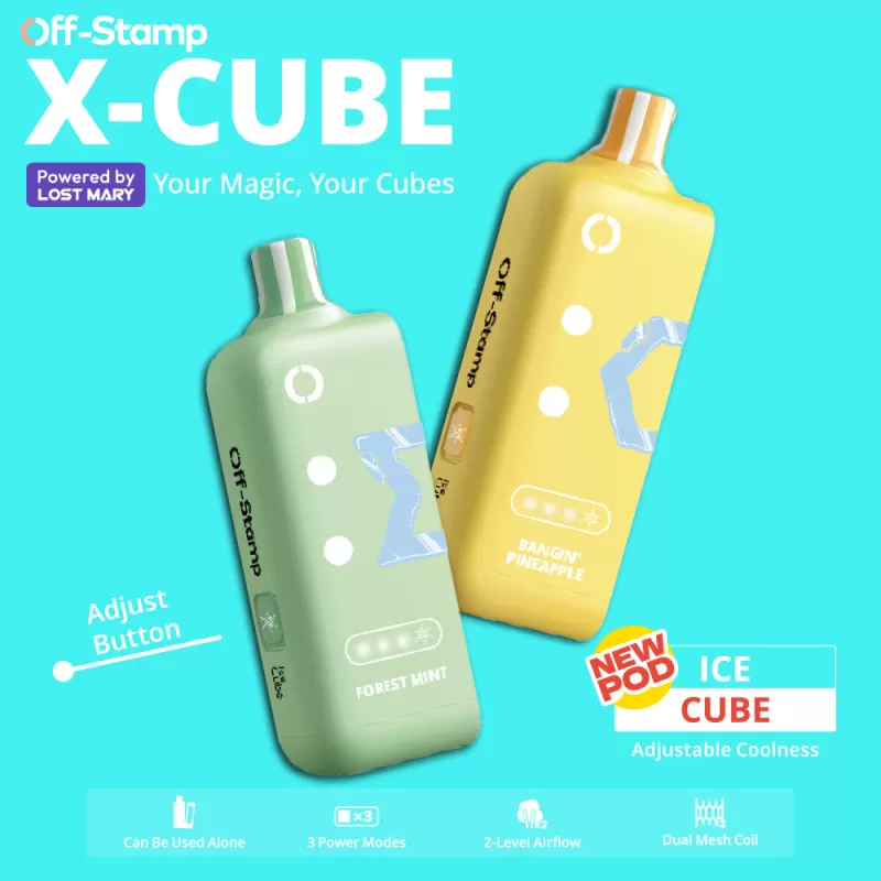 Made in Indonesia | Off-Stamp X-CUBE Ice Cube 25K Disposable POD Powered By LOST MARY – 25000 Puffs - Bangin' Pineapple