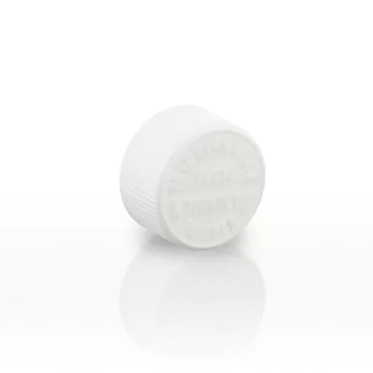 Child Resistant Plastic Caps | Embossed Text w/ Foam Liner | 28mm – White – 126 Count