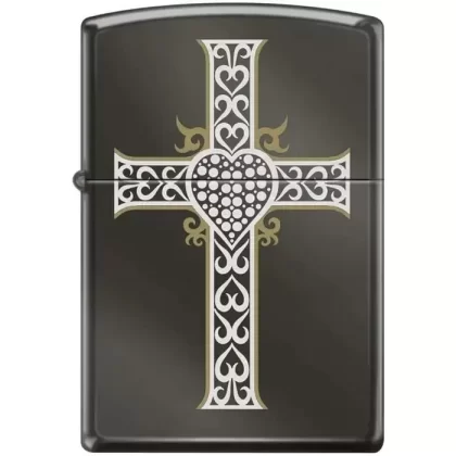 Zippo Lighter – Jewelry Heart & Cross Black Ice