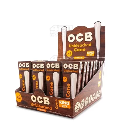 OCB | ‘Retail Display’ King Size Thin Pre-Rolled Cones | 109mm – Unbleached Paper – 32 Count