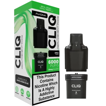 Avomi Cliq 6000 Replacement Pods - Flavour#Apple Pear>Blueberry Ice>Blueberry Sour Raspberry>Cherry Cola>Classic Tobacco>Cola Ice>Fizzy Cherry>Kiwi Passion Fruit Guava>Lemon & Lime>Lemon Tan