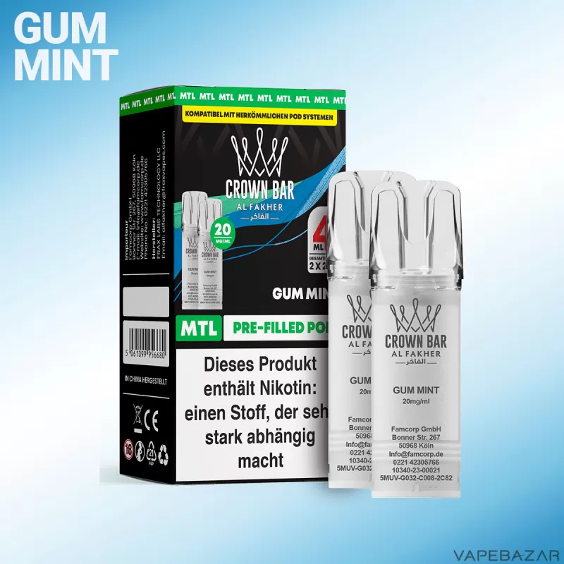 Al Fakher Pods Crown Bar 600 – MTL 20mg – Gum Mint - Minze / Kaugummi