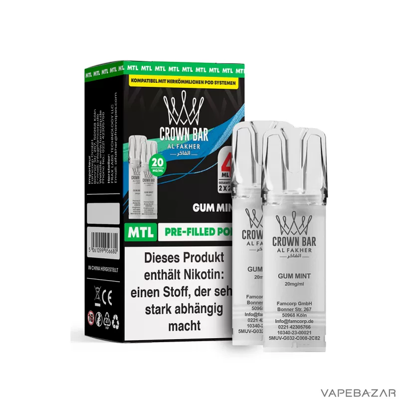 Al Fakher Pods Crown Bar 600 – MTL 20mg – Gum Mint - Minze / Kaugummi - Image 2