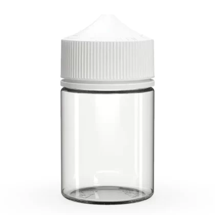 CHUBBY GORILLA | Child Resistant Stubby Unicorn PET Dropper Bottles Clear | 60mL – w/ White Lid – 500 Count