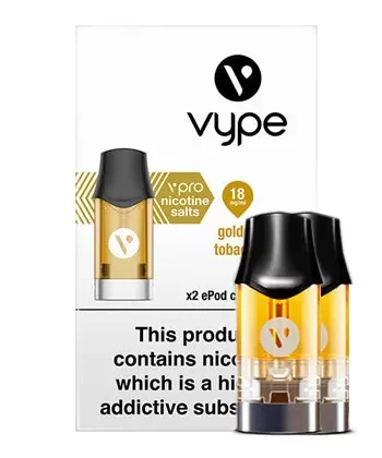 Golden Tobacco ePod vPro Prefilled Vape Pods by Vype / VUSE - 18mg / 10ml