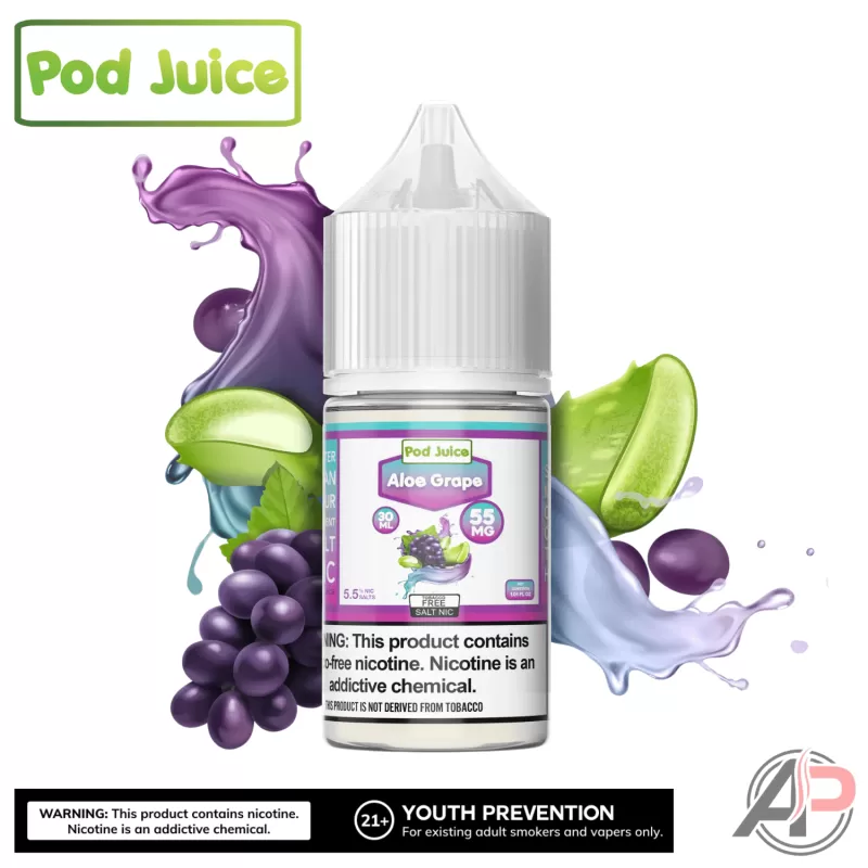 Pod Juice Aloe Grape Salt Nicotine 30mL - Salt Nicotine 20mg - 30mL, Salt Nicotine 35mg - 30mL