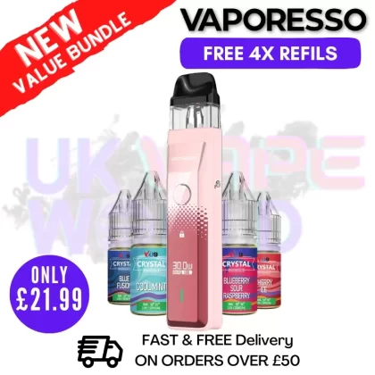 Pink Vaporesso Xros Pro Pod Kit | FREE 4X REFILS | £21.99