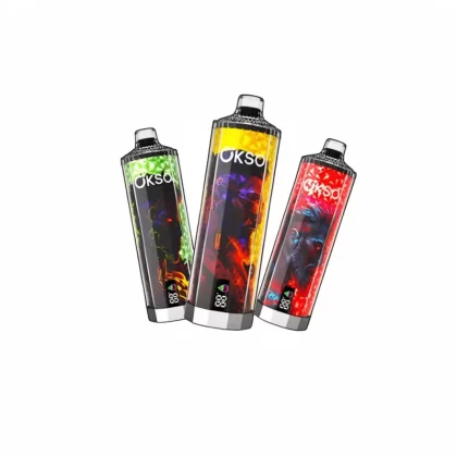 OKSO Shisha Hookah Vape Mega 50K Adjustable Airflow - Lush Ice, Two Apple; 3-nicotine, 2-nicotine