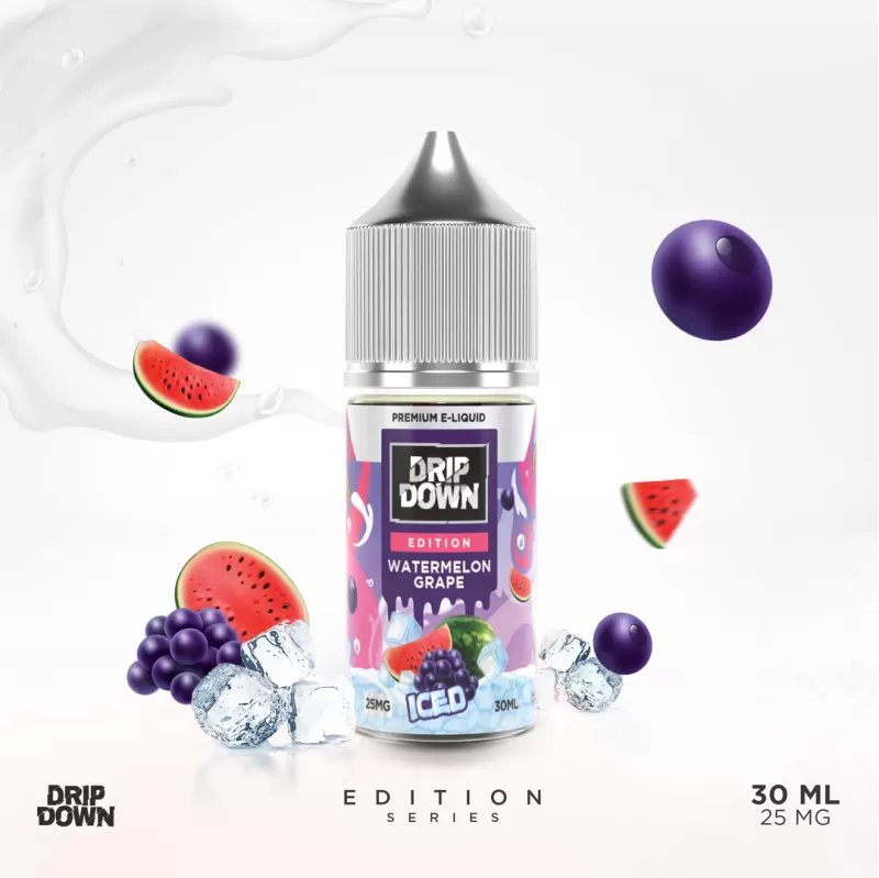 DRIP DOWN EDITION NIC SALT – WATERMELON GRAPE ICE – 30ML (25MG-50MG) - Vapebazaar Pk - Image 2