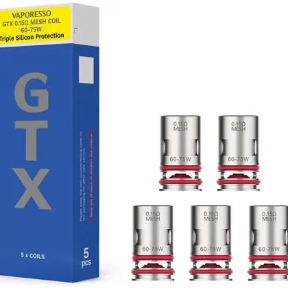 Vaporesso GTX Series Coils - 5 Pack; 0.15 Ohm, 0.2 Ohm (20D4E2) (20D4E2)